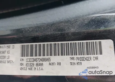 2013 Chrysler 200 Lx из США, поврежденный, VIN 1C3CCBAB7DN686065